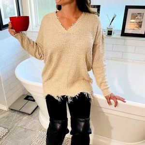 A Frayed You'll Love It Sweater-Stone